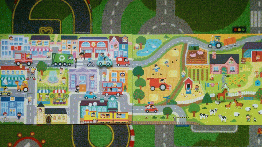 Giga Puzzle "Na wsi" i "W miasteczku" z serii little planet od Trefl animacja